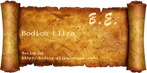 Bodics Eliza névjegykártya